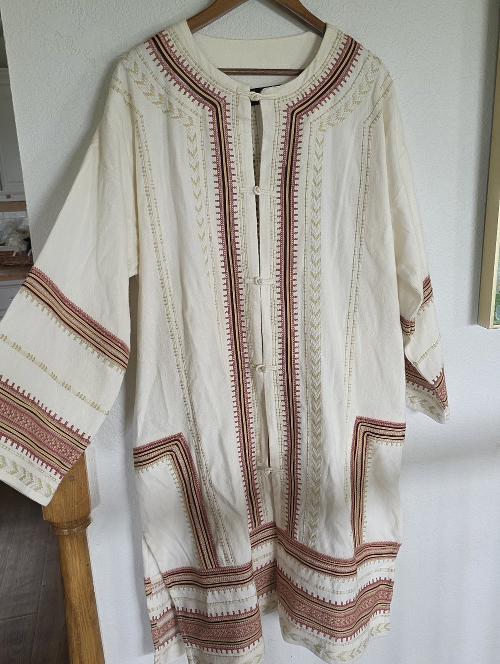 Frye Cream Top with Rust Embroidered Accent